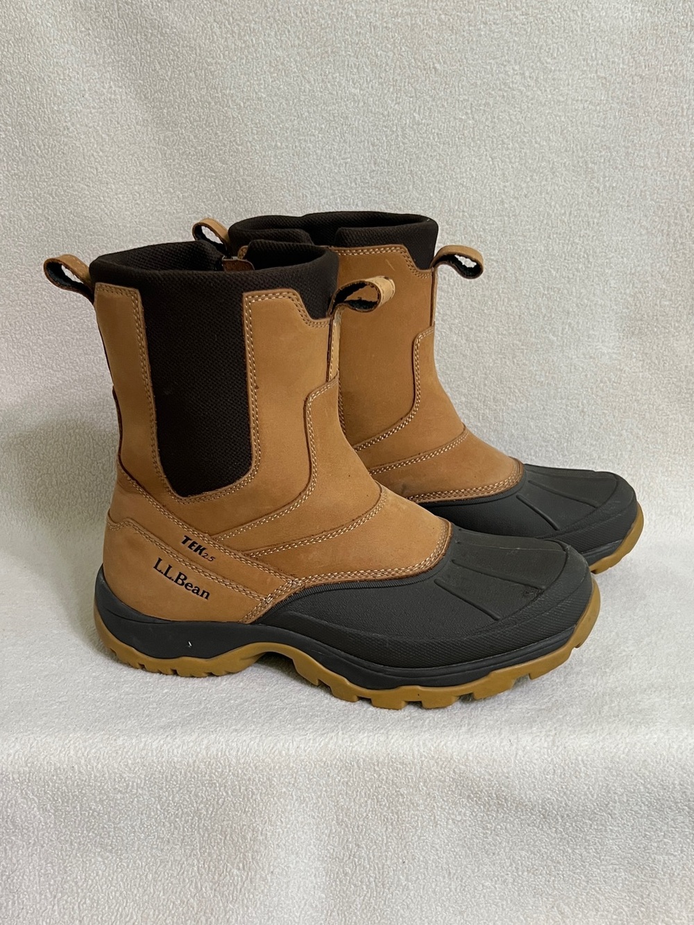 L.L.Bean Storm Chaser Boots Men's Size 8 M Brown Leather Waterproof Zip Winter